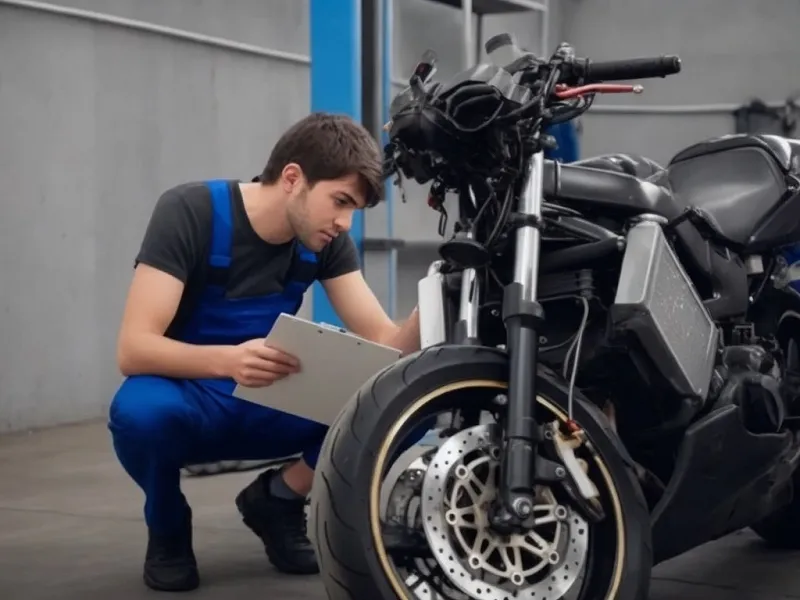 mecanico de motos revisando